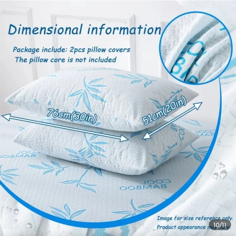 Queen Bamboo Cool White and Blue Pillowcase
